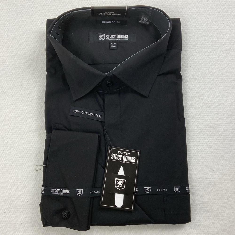 Stacy Adams Regular Fit Black Long Sleeve Shirt 17 1/2- 36/37